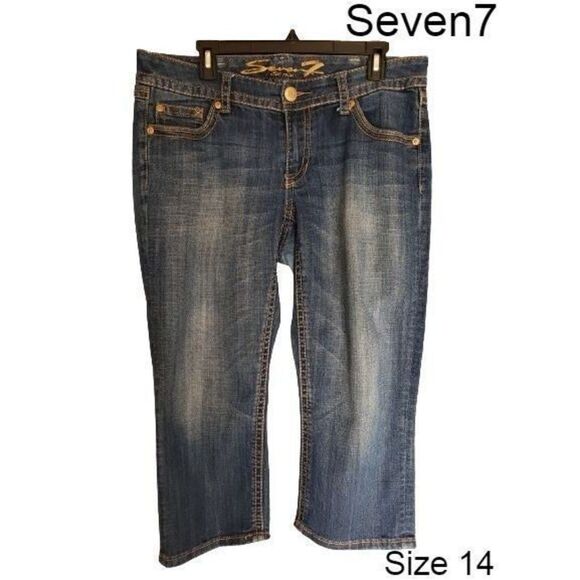 Seven7 Women's Low Rise Straight Leg Denim Cropped Jeans Size 14 NWOT - Picture 1 of 8